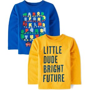 The Children's Place ، Baby Boys ، و Toddler School Days Therts Long Sleeve Graphic Thirts و Multipacks و ABC Train/Little Bright Future 2-Pack و 4 سنوات in Kuwait