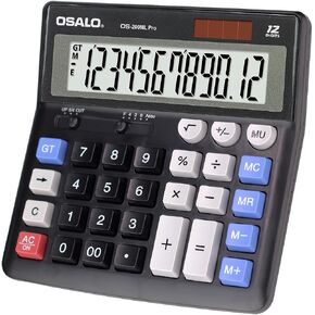 OSALO Desktop Calculator Extra Large Display 12 Digits Big Buttons Solar Accounting Calculator for Office (OS-200ML) in Kuwait