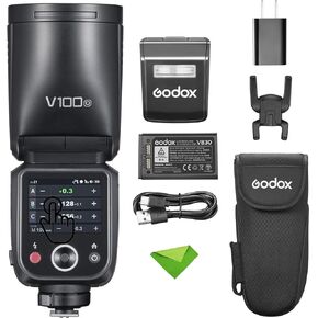 Godox V100 V100-O 100W فلاش لكاميرات Olympus Panasonic ، TTL 1/8000 HSS ، 400 وميض الطاقة الكاملة ، وقت إعادة التدوير 1.7S ، 2.4G لاسلكي مع فلاش خارجي ، فلاش شاشة اللمس (Godox V100-O USA الإصدار) in Kuwait