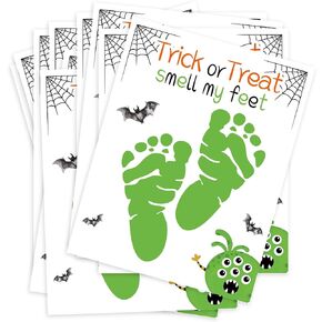 Halloween Footprint Art Craft Kits, Baby First Halloween, Baby Footprint Keepsake Gifts, DIY Foot Art Crafts, Newborn Foot Print Craft Kit, Trick or Treat, Greeting Cards, Newborn Announcement Prop, 4 in Saudi Arabia
