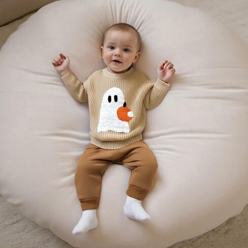 Baby Boy Girl Christmas Sweater Xmas Long Sleeve Knit Tops | Toddler Baby Boy Girl Christmas Gingerbread Man Embroidery Sweater Long Sleeve Chunky Knit Tops Fall Winter Warm Clothes in Saudi Arabia