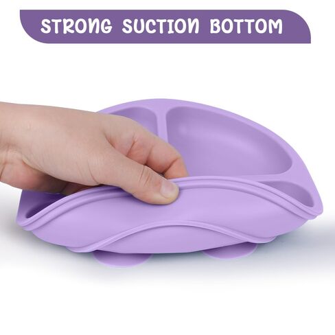 لوحات شفط Vicloon ، 2 PCS صغار طفل صغير ، 100 ٪ من الدرجة من الدرجة من السيليكون BPA لوحات الأطفال الحرة ، تصميم لوحة مقسمة ، ميكروويف صحن السيليكون وغسالة الصحون آمنة in Kuwait