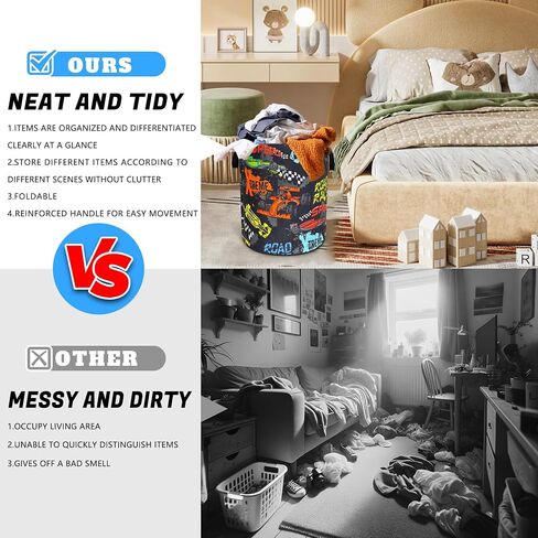 السباق سلة غسيل Oxford Cloth Funny Race Car Laundry مع مقبض مع مقبض سلة تخزين الملابس المحمولة قابلة للطي 18.9 × 16.5 في كيس التخزين لغرفة الغسيل/الحمام/غرفة النوم/ندبة in Kuwait