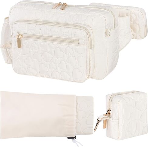 Rexmore Fanny Pack Diaper Bag with Portable Changing Pad, Adjustable Crossbody Waistpack for Women, Mini Compact Baby Essentials Organizer for Travel, Picnics, Daily Use (Beige) in Kuwait