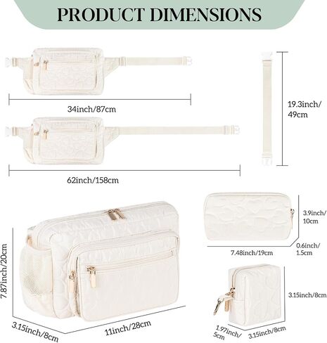 Rexmore Fanny Pack Diaper Bag with Portable Changing Pad, Adjustable Crossbody Waistpack for Women, Mini Compact Baby Essentials Organizer for Travel, Picnics, Daily Use (Beige) in Kuwait