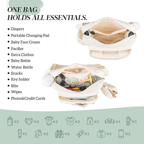 Rexmore Fanny Pack Diaper Bag with Portable Changing Pad, Adjustable Crossbody Waistpack for Women, Mini Compact Baby Essentials Organizer for Travel, Picnics, Daily Use (Beige) in Kuwait