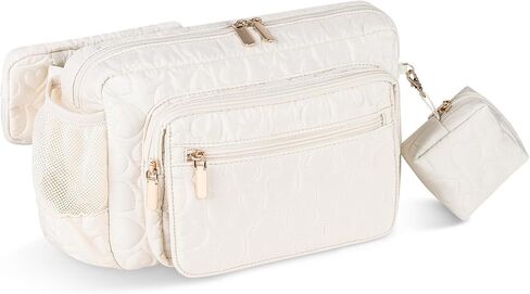Rexmore Fanny Pack Diaper Bag with Portable Changing Pad, Adjustable Crossbody Waistpack for Women, Mini Compact Baby Essentials Organizer for Travel, Picnics, Daily Use (Beige) in Kuwait