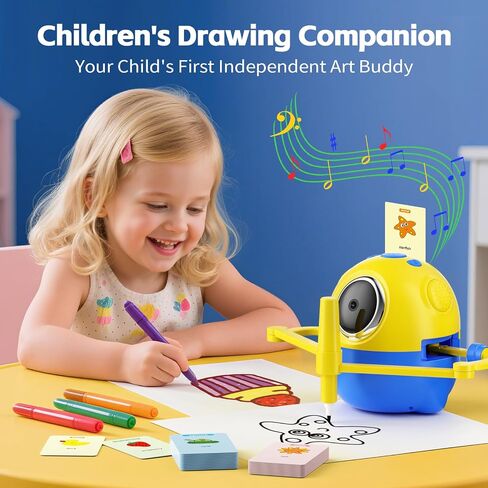 Drawing Robot for Kids with Camera Recognition, Interactive Educational Drawing Machine with 150 Cards, Montessori Painting Learning Toys for Ages 3+, Birthday for Boys Girls (Yellow) in Kuwait