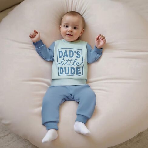 MoZiKQin Baby Boy Fall Winter Clothes Dads Little Dude Long Sleeve Shirt and Pants Set Cute Infant Toddler Boy Outfits in Saudi Arabia
