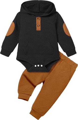 Fommy Baby Boy Clothes Colorblocked Long Sleeve Hoodie + Long Pants 2PCS Fall Winter Outfits Set in Saudi Arabia