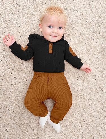 Fommy Baby Boy Clothes Colorblocked Long Sleeve Hoodie + Long Pants 2PCS Fall Winter Outfits Set in Saudi Arabia