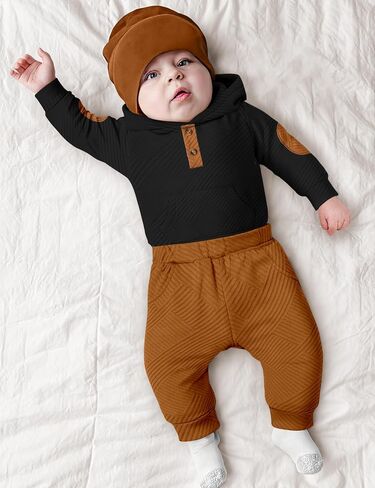 Fommy Baby Boy Clothes Colorblocked Long Sleeve Hoodie + Long Pants 2PCS Fall Winter Outfits Set in Saudi Arabia