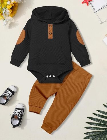 Fommy Baby Boy Clothes Colorblocked Long Sleeve Hoodie + Long Pants 2PCS Fall Winter Outfits Set in Saudi Arabia