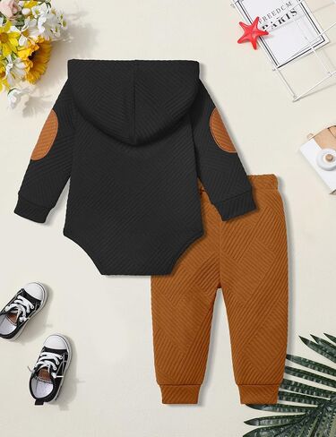 Fommy Baby Boy Clothes Colorblocked Long Sleeve Hoodie + Long Pants 2PCS Fall Winter Outfits Set in Saudi Arabia