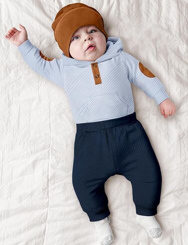 Fommy Baby Boy Clothes Colorblocked Long Sleeve Hoodie + Long Pants 2PCS Fall Winter Outfits Set in Saudi Arabia