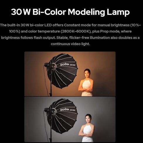 Godox AD400 Pro II AD400Pro II 400Ws Flash, GN72, 30W Bi-Color Modeling Lamp, 460 Full Power Flash, 0.01-1s Recycle Time, 1/8000 HSS, Freeze Mode, Strobe Light for Canon, Sony, Nikon, Fuji etc in Saudi Arabia