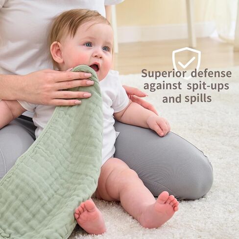 Muslin Burp Cloths Sets Newborn Baby Boy Essentials Must Haves 100% Cotton 10 Pack 22" X 10",6-Layer Baby Bibs & Burp Cloths for Baby Drool and Messes - Soft, Safe & Gentle for Boys & Girls Multi in Saudi Arabia