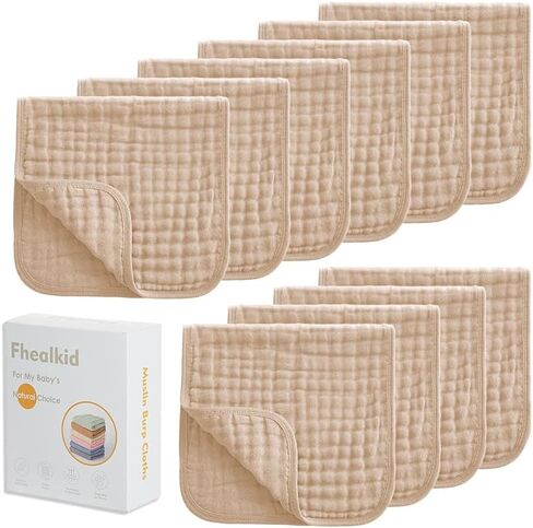 Muslin Burp Cloths Sets Newborn Baby Boy Essentials Must Haves 100% Cotton 10 Pack 22" X 10",6-Layer Baby Bibs & Burp Cloths for Baby Drool and Messes - Soft, Safe & Gentle for Boys & Girls Multi in Saudi Arabia