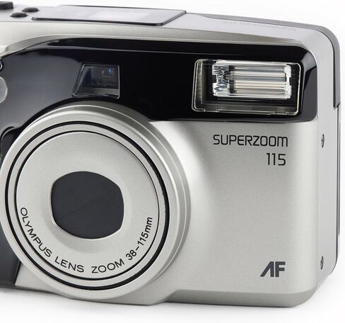 Olympus Superzoom 115 35mm Point & Shoot Film Camera-عدسة تكبير مضغوطة ، ضبط تلقائي للصورة ، فلاش مدمج-كاميرا تمثيلية عتيقة لفيلم 35 مم (متجدد) in Saudi Arabia