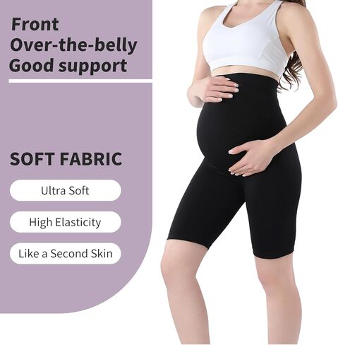 Women Maternity Shorts Pregnant Seamless Biker Shorts Over The Belly Pregnancy Yoga Active Athletic Workout Shorts in Saudi Arabia