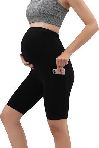 Maternity Pregnant Over-Bump Shorts Pant with Pockets Stretch for Workout Yoga in Saudi Arabia