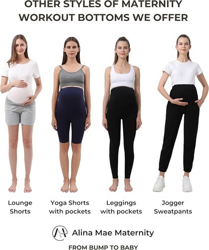 Maternity Pregnant Over-Bump Shorts Pant with Pockets Stretch for Workout Yoga in Saudi Arabia