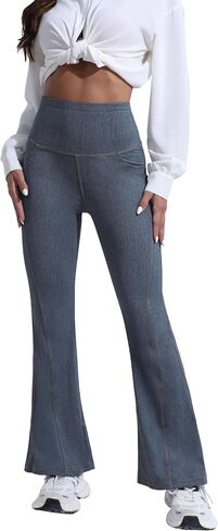 Womens Flare Leggings No Front Seam Bootcut Yoga Pants High Waisted Casual Bell Bottom Pants in Saudi Arabia