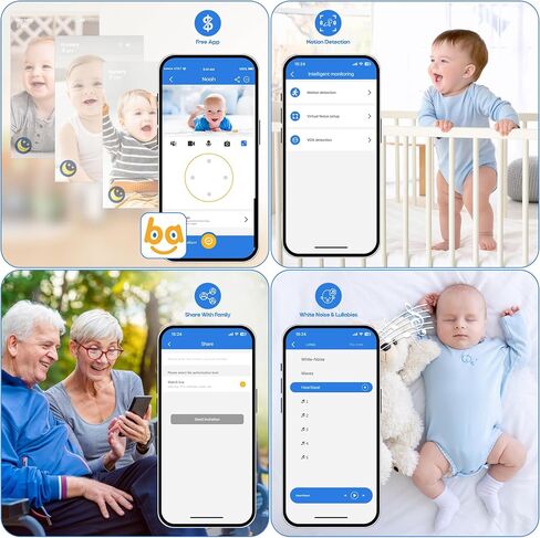 Smart Baby Monitor, 5" HD IPS Screen, 1500ft Long Range, 48 Hours Battery, White Noises & Lullabies, 2K HD Camera, Customizable Safe Zones, Motion Detection, VOX, Free Secure Phone App in Saudi Arabia