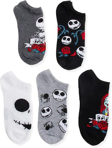 جوارب نسائية كاجوال من ديزني مطبوع عليها The Nightmare Before Christmas 5 Pack No Show in Kuwait