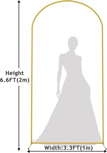 Asee'm 6.6FT Gold Metal Arch Backdrop Stand Wedding Balloon Background | Arched Backdrop Frame for Party Ceremony Birthday Bridal Baby Shower Garden Floral Oval Decoration in Saudi Arabia