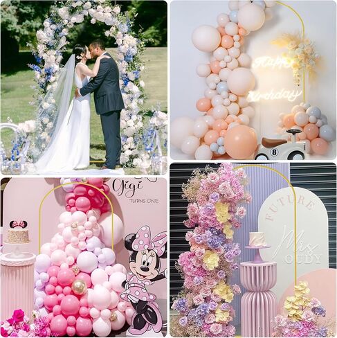 Asee'm 6.6FT Gold Metal Arch Backdrop Stand Wedding Balloon Background | Arched Backdrop Frame for Party Ceremony Birthday Bridal Baby Shower Garden Floral Oval Decoration in Saudi Arabia