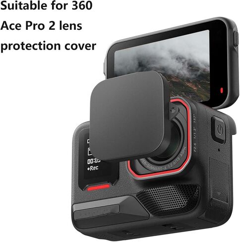 2 Packs Silicone Lens Protective Cover Soft Lens Cover Accessories, Compatible with Insta360 Ace Pro 2, Washable Anti Loss Cover with Lanyard Hole (Black) in Saudi Arabia