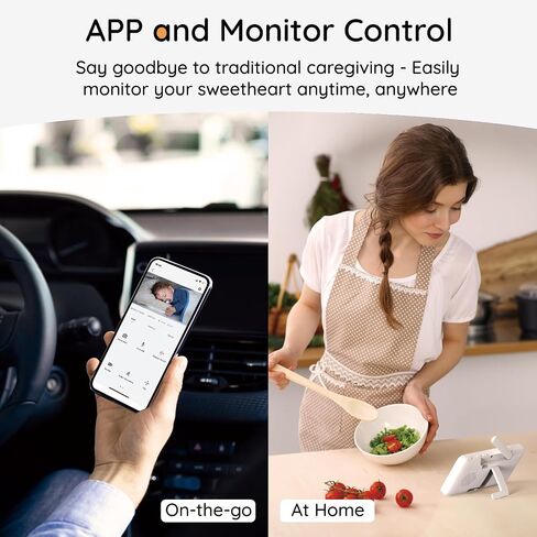 BOIFUN 2K HD 5-Inch Split-Screen, Smart WiFi Baby Monitor with Camera and Audio, Smartphone APP, AI Motion & Cry Detection, Night Vision, 360° Auto Tracking,Humidity &Temperature Detection,2-Way Talk in Saudi Arabia