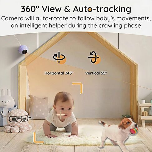 BOIFUN 2K HD 5-Inch Split-Screen, Smart WiFi Baby Monitor with Camera and Audio, Smartphone APP, AI Motion & Cry Detection, Night Vision, 360° Auto Tracking,Humidity &Temperature Detection,2-Way Talk in Saudi Arabia