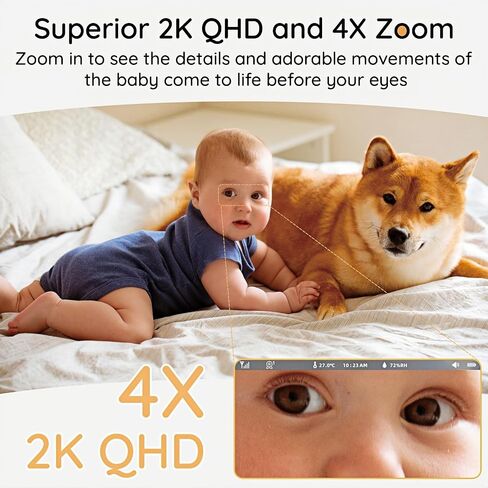 BOIFUN 2K HD 5-Inch Split-Screen, Smart WiFi Baby Monitor with Camera and Audio, Smartphone APP, AI Motion & Cry Detection, Night Vision, 360° Auto Tracking,Humidity &Temperature Detection,2-Way Talk in Saudi Arabia