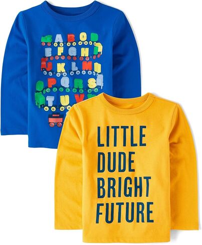 The Children's Place ، Baby Boys ، و Toddler School Days Therts Long Sleeve Graphic Thirts و Multipacks و ABC Train/Little Bright Future 2-Pack و 4 سنوات in Kuwait