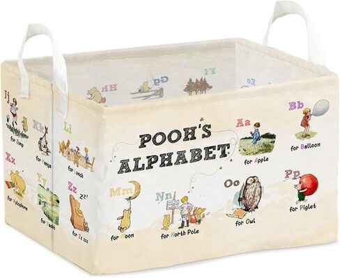 Winnie Nursery Large Hamper Canvas Laundry Basket Foldable With Waterproof Pe Coating, Foldable, for Kids, Boys and Girls, Bathroom and Bedroom Set, Clothes,Toys Bin in Kuwait