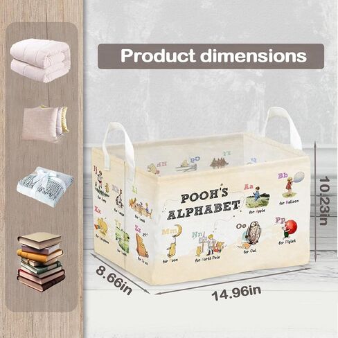 Winnie Nursery Large Hamper Canvas Laundry Basket Foldable With Waterproof Pe Coating, Foldable, for Kids, Boys and Girls, Bathroom and Bedroom Set, Clothes,Toys Bin in Kuwait