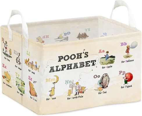 Winnie Nursery Large Hamper Canvas Laundry Basket Foldable With Waterproof Pe Coating, Foldable, for Kids, Boys and Girls, Bathroom and Bedroom Set, Clothes,Toys Bin in Kuwait