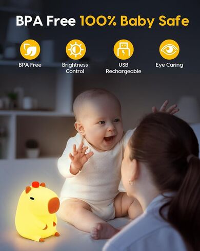 Amaredom DoDo Duck Night Light, Cute Duck Lamp, Silicone Dimmable Nursery Nightlight, Rechargeable LED Bedside Lamp with 20 Minutes Timer & Tap Control Baby Girls Women Bedrooms, Living Room in Kuwait