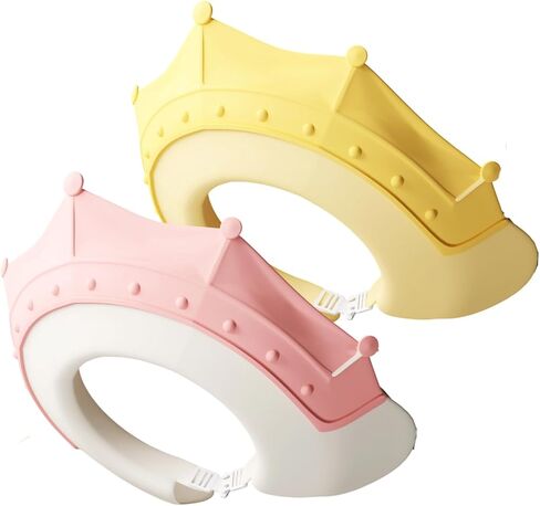 Pandaear 2 Pack Kids Kids Shower Cap Shield ، قبعة حمام السيليكون لحماية العين والأذن ، مقاومة للماء ، قابلة للتعديل ، شكل تاج لطيف in Saudi Arabia