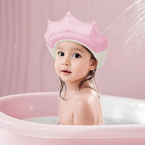 Pandaear 2 Pack Kids Kids Shower Cap Shield ، قبعة حمام السيليكون لحماية العين والأذن ، مقاومة للماء ، قابلة للتعديل ، شكل تاج لطيف in Saudi Arabia
