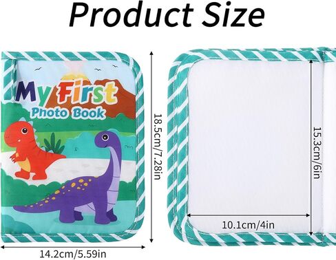 Baby Photo Albums, Soft Cloth My First Year Photo Book for Newborns Toddlers Kids Holds 4x6" Pictures Dinosaur Style Family Memory Book with Mirror & Hook in Saudi Arabia