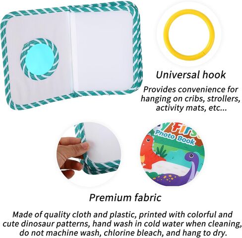 Baby Photo Albums, Soft Cloth My First Year Photo Book for Newborns Toddlers Kids Holds 4x6" Pictures Dinosaur Style Family Memory Book with Mirror & Hook in Saudi Arabia