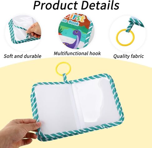 Baby Photo Albums, Soft Cloth My First Year Photo Book for Newborns Toddlers Kids Holds 4x6" Pictures Dinosaur Style Family Memory Book with Mirror & Hook in Saudi Arabia
