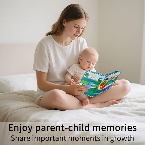 Baby Photo Albums, Soft Cloth My First Year Photo Book for Newborns Toddlers Kids Holds 4x6" Pictures Dinosaur Style Family Memory Book with Mirror & Hook in Saudi Arabia