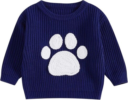 Toddler Baby Boy Girl Outfit Football Animal Embroidery Sweater Long Sleeve Cable Knit Pullover Sweaters Top in Kuwait