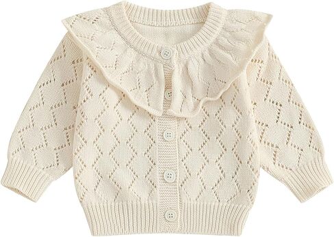 Toddler Baby Girl Lightweight Crewneck Cardigan Jacket Long Sleeve Open Front Sweater Casual Spring Fall Knitwear in Kuwait