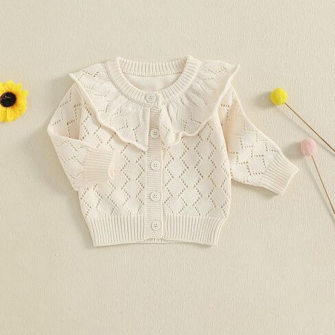 Toddler Baby Girl Lightweight Crewneck Cardigan Jacket Long Sleeve Open Front Sweater Casual Spring Fall Knitwear in Kuwait