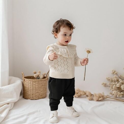 Toddler Baby Girl Lightweight Crewneck Cardigan Jacket Long Sleeve Open Front Sweater Casual Spring Fall Knitwear in Kuwait